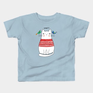 Cat and birds Kids T-Shirt